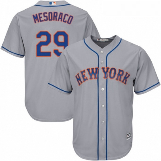 Youth Majestic New York Mets 29 Devin Mesoraco Authentic Grey Road Cool Base MLB Jersey