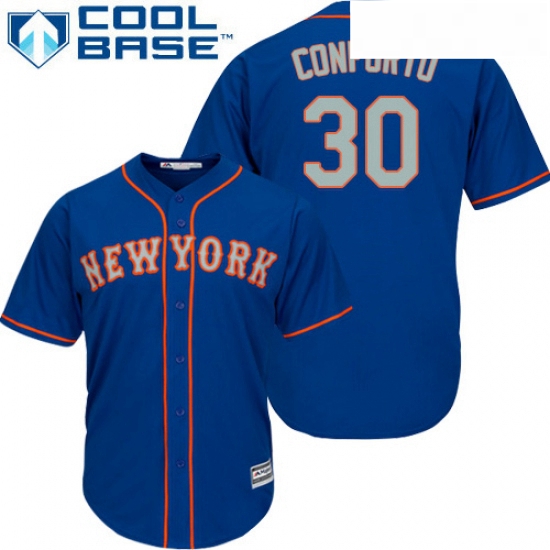 Youth Majestic New York Mets 30 Michael Conforto Authentic Royal Blue Alternate Road Cool Base MLB J