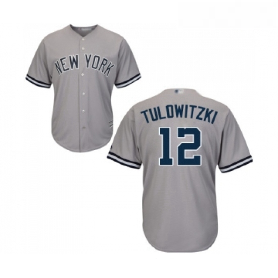 Youth New York Yankees 12 Troy Tulowitzki Authentic Grey Road Baseball Jersey