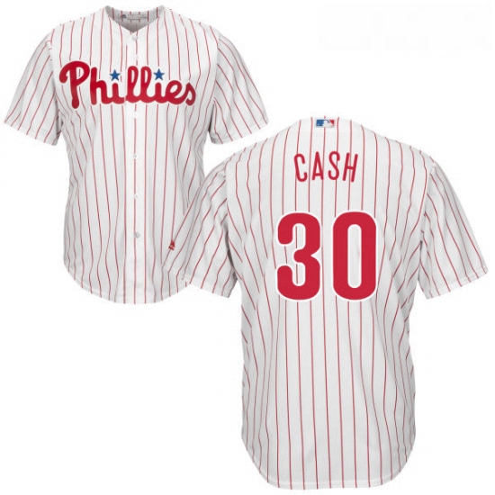 Youth Majestic Philadelphia Phillies 30 Dave Cash Authentic WhiteRed Strip Home Cool Base MLB Jersey