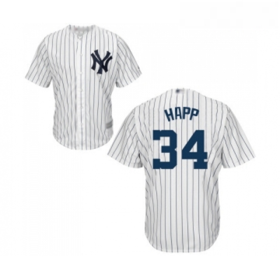 Youth New York Yankees 34 JA Happ Authentic White Home Baseball Jersey