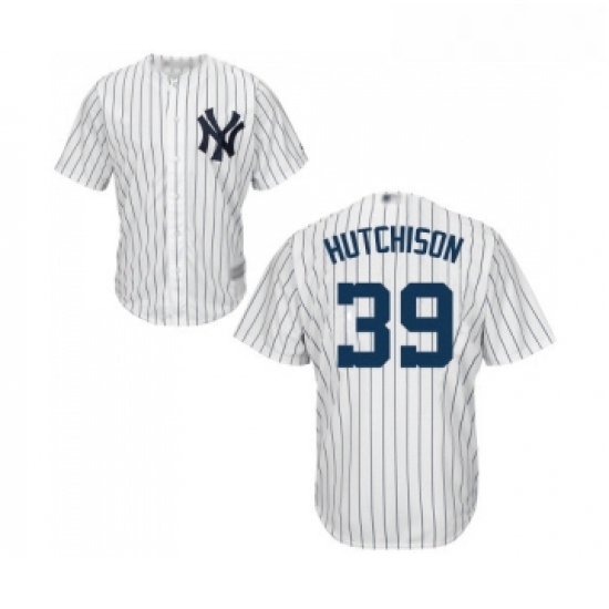 Youth New York Yankees 39 Drew Hutchison Authentic White Home Baseball Jersey