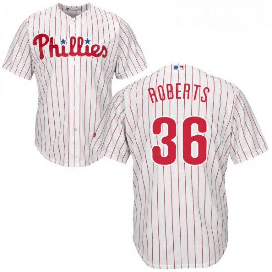 Youth Majestic Philadelphia Phillies 36 Robin Roberts Replica WhiteRed Strip Home Cool Base MLB Jers