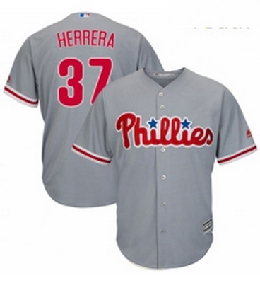 Youth Majestic Philadelphia Phillies 37 Odubel Herrera Authentic Grey Road Cool Base MLB Jersey