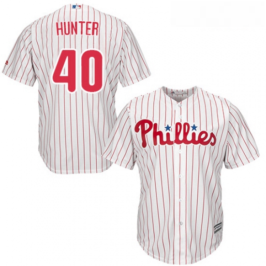 Youth Majestic Philadelphia Phillies 40 Tommy Hunter Authentic WhiteRed Strip Home Cool Base MLB Jer