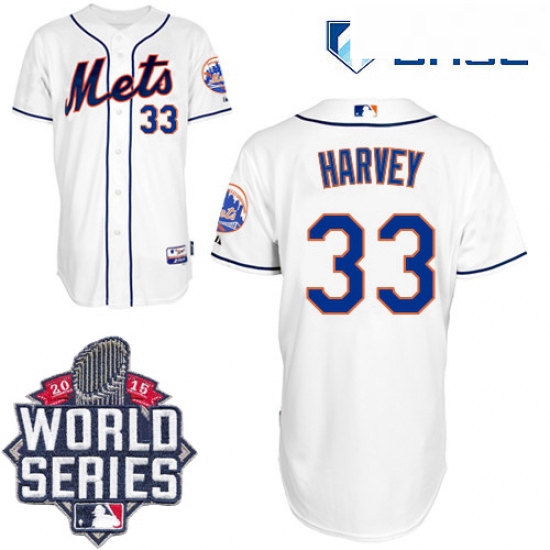 Youth Majestic New York Mets 33 Matt Harvey Authentic White Alternate Cool Base 2015 World Series ML