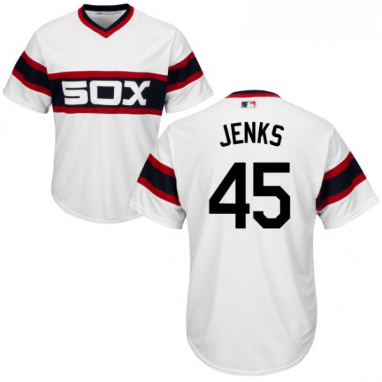 Youth Majestic Chicago White Sox 45 Bobby Jenks Authentic White 2013 Alternate Home Cool Base MLB Je