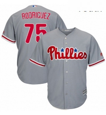 Youth Majestic Philadelphia Phillies 75 Francisco Rodriguez Authentic Grey Road Cool Base MLB Jersey