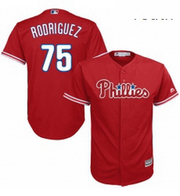 Youth Majestic Philadelphia Phillies 75 Francisco Rodriguez Authentic Red Alternate Cool Base MLB Je