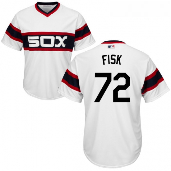 Youth Majestic Chicago White Sox 72 Carlton Fisk Authentic White 2013 Alternate Home Cool Base MLB J