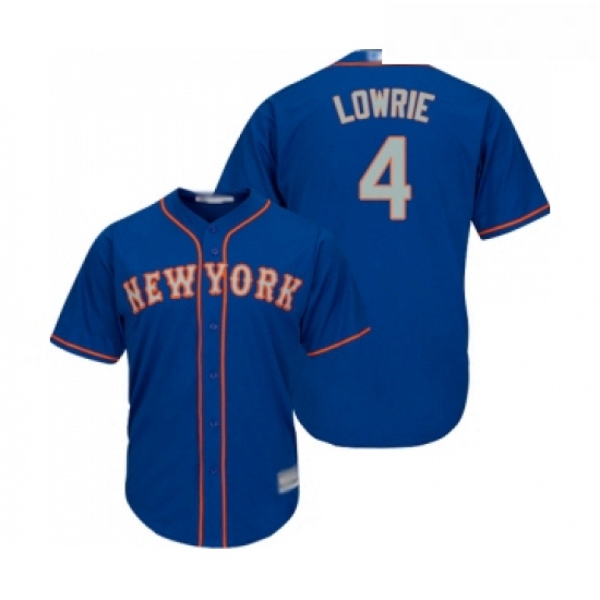 Youth New York Mets 4 Jed Lowrie Authentic Royal Blue Alternate Road Cool Base Baseball Jersey