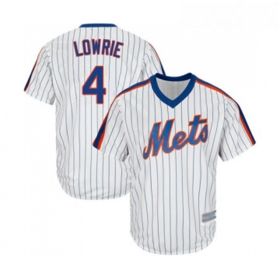 Youth New York Mets 4 Jed Lowrie Authentic White Alternate Cool Base Baseball Jersey