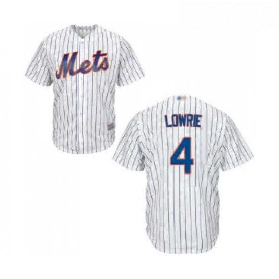 Youth New York Mets 4 Jed Lowrie Authentic White Home Cool Base Baseball Jersey