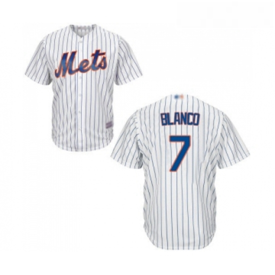 Youth New York Mets 7 Gregor Blanco Authentic White Home Cool Base Baseball Jersey