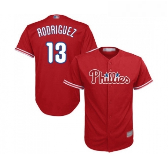 Youth Philadelphia Phillies 13 Sean Rodriguez Replica Red Alternate Cool Base Baseball Jersey