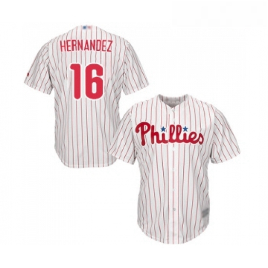 Youth Philadelphia Phillies 16 Cesar Hernandez Replica White Red Strip Home Cool Base Baseball Jerse