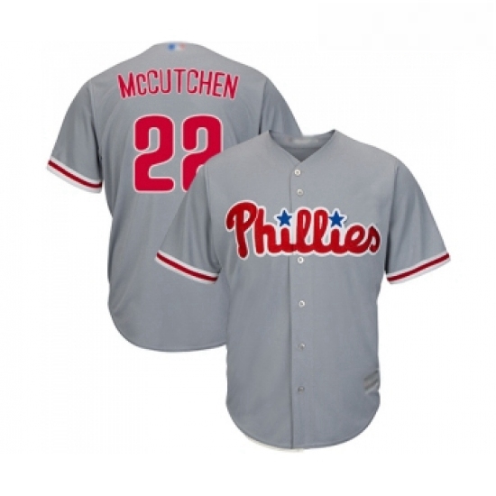 Youth Philadelphia Phillies 22 Andrew McCutchen Replica Grey Road Cool Base Baseball Jersey