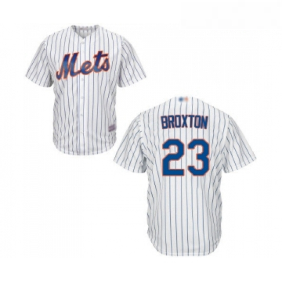 Youth New York Mets 23 Keon Broxton Authentic White Home Cool Base Baseball Jersey