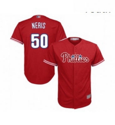 Youth Philadelphia Phillies 50 Hector Neris Replica Red Alternate Cool Base Baseball Jersey