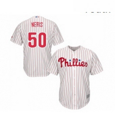 Youth Philadelphia Phillies 50 Hector Neris Replica White Red Strip Home Cool Base Baseball Jersey