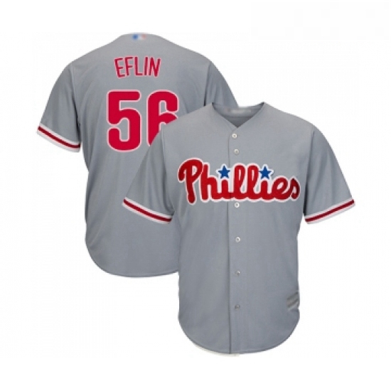 Youth Philadelphia Phillies 56 Zach Eflin Replica Grey Road Cool Base Baseball Jersey