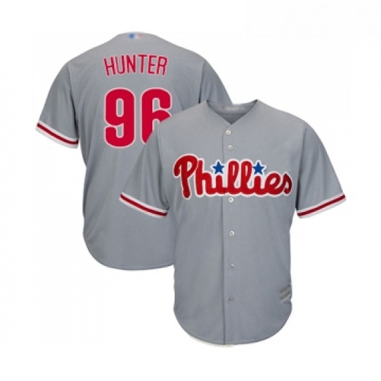 Youth Philadelphia Phillies 96 Tommy Hunter Replica Grey Road Cool Base Baseball Jersey