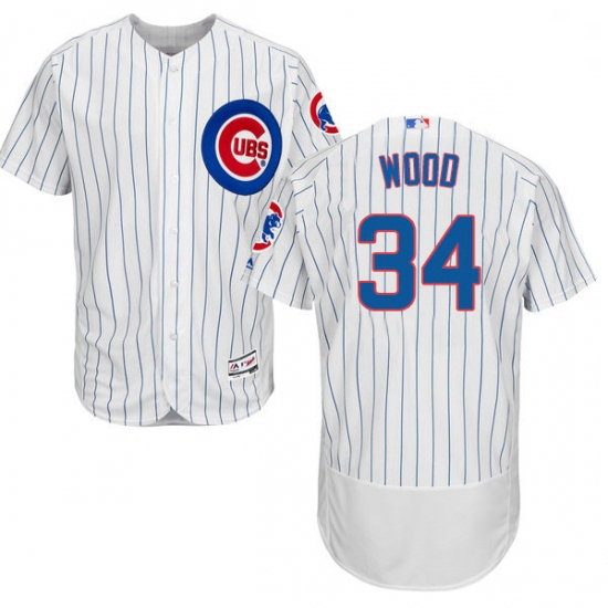 Mens Majestic Chicago Cubs 34 Kerry Wood White Home Flex Base Authentic Collection MLB Jersey