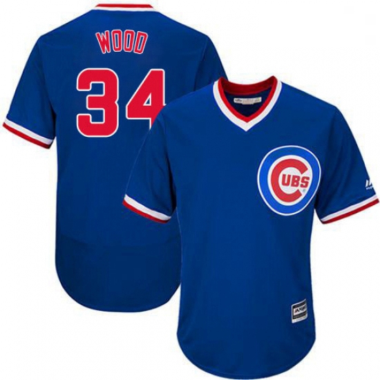 Mens Majestic Chicago Cubs 34 Kerry Wood Royal Blue Flexbase Authentic Collection Cooperstown MLB Je