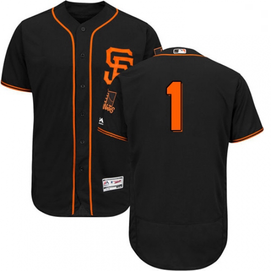 Mens Majestic San Francisco Giants 1 Gregor Blanco Black Alternate Flex Base Authentic Collection ML