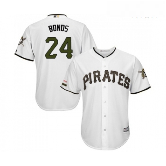 Mens Pittsburgh Pirates 24 Barry Bonds Replica White Alternate Cool Base Baseball Jersey