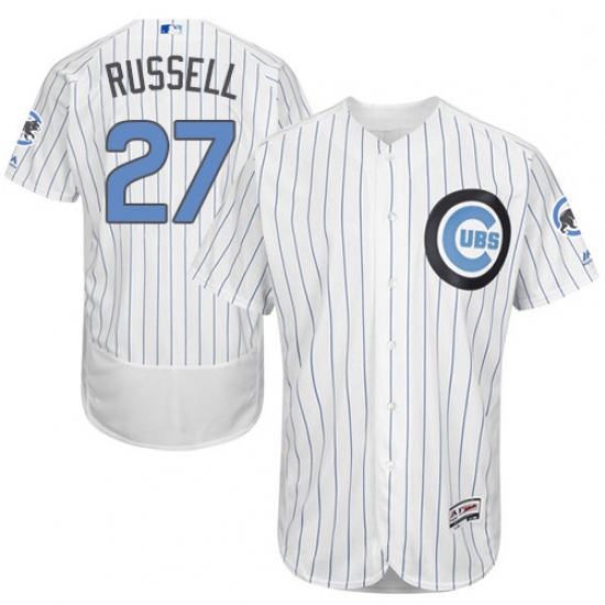 Mens Majestic Chicago Cubs 27 Addison Russell Authentic White 2016 Fathers Day Fashion Flex Base MLB