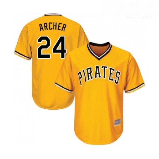 Mens Pittsburgh Pirates 24 Chris Archer Replica Gold Alternate Cool Base Baseball Jersey