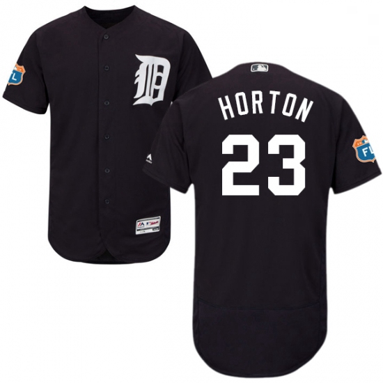 Mens Majestic Detroit Tigers 23 Willie Horton Navy Blue Alternate Flex Base Authentic Collection MLB