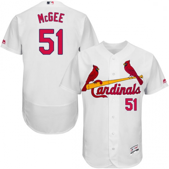 Mens Majestic St Louis Cardinals 51 Willie McGee White Home Flex Base Authentic Collection MLB Jerse