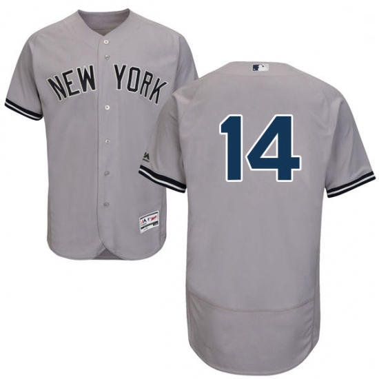 Mens Majestic New York Yankees 14 Brian Roberts Grey Road Flex Base Authentic Collection MLB Jersey