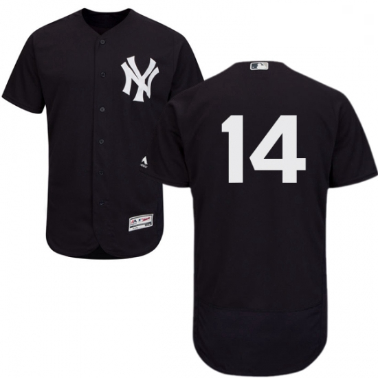 Mens Majestic New York Yankees 14 Brian Roberts Navy Blue Alternate Flex Base Authentic Collection M