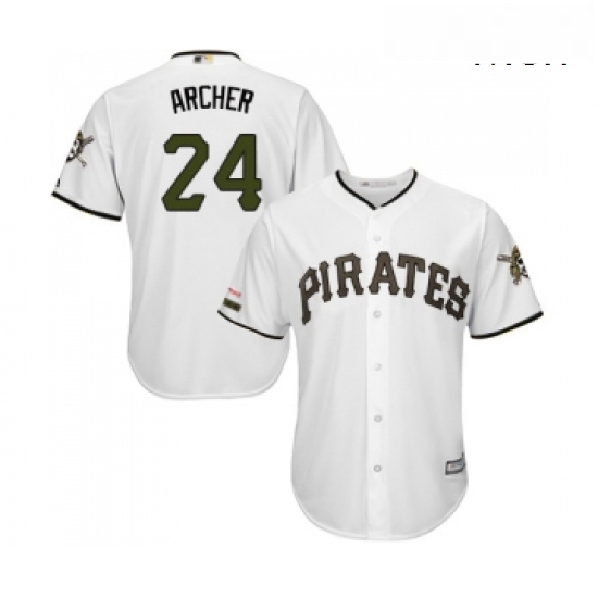 Mens Pittsburgh Pirates 24 Chris Archer Replica White Alternate Cool Base Baseball Jersey