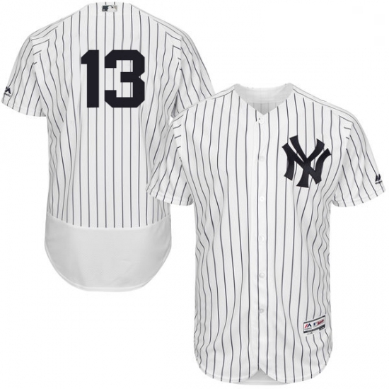 Mens Majestic New York Yankees 13 Alex Rodriguez White Home Flex Base Authentic Collection MLB Jerse