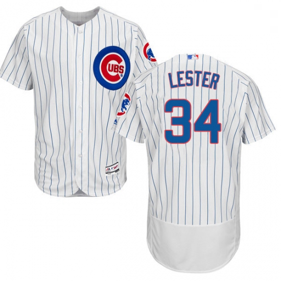 Mens Majestic Chicago Cubs 34 Jon Lester White Home Flex Base Authentic Collection MLB Jersey