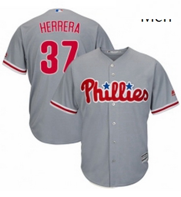 Mens Majestic Philadelphia Phillies 37 Odubel Herrera Replica Grey Road Cool Base MLB Jersey