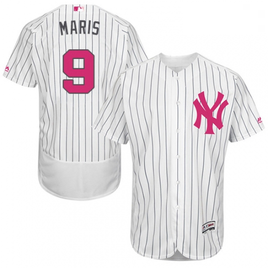 Mens Majestic New York Yankees 9 Roger Maris Authentic White 2016 Mothers Day Fashion Flex Base MLB 