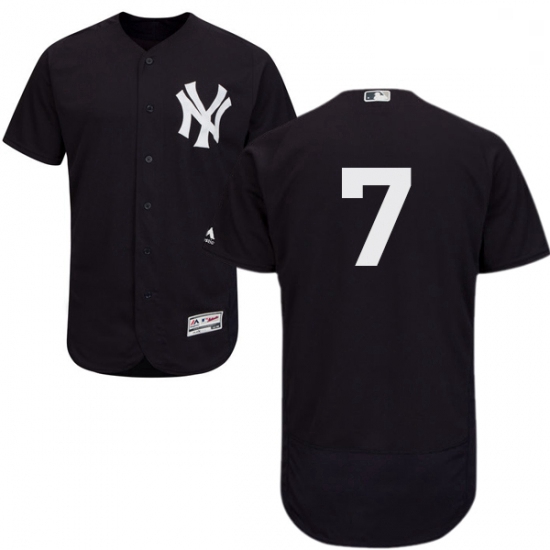 Mens Majestic New York Yankees 7 Mickey Mantle Navy Blue Alternate Flex Base Authentic Collection ML