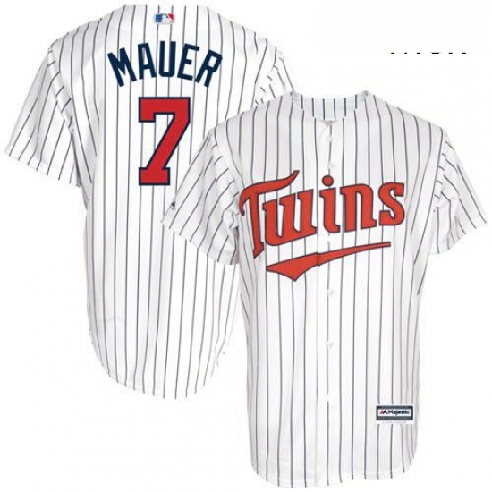 Mens Majestic Minnesota Twins 7 Joe Mauer Replica White Cool Base MLB Jersey