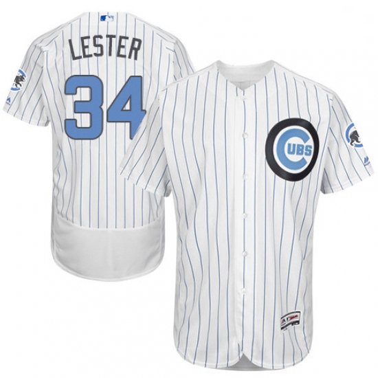 Mens Majestic Chicago Cubs 34 Jon Lester Authentic White 2016 Fathers Day Fashion Flex Base MLB Jers