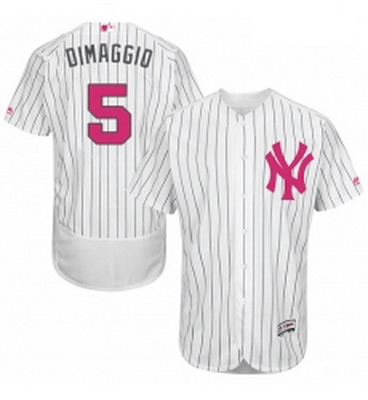 Mens Majestic New York Yankees 5 Joe DiMaggio Authentic White 2016 Mothers Day Fashion Flex Base MLB