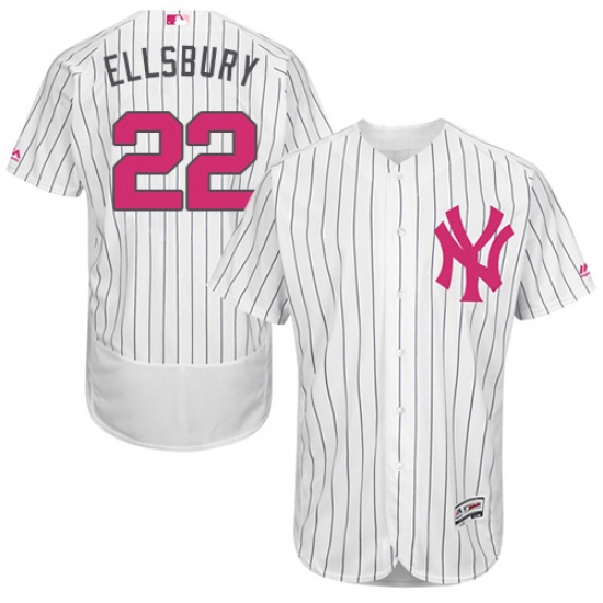 Mens Majestic New York Yankees 22 Jacoby Ellsbury Authentic White 2016 Mothers Day Fashion Flex Base