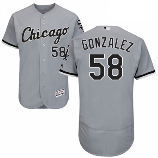 Mens Majestic Chicago White Sox 58 Miguel Gonzalez Grey Road Flex Base Authentic Collection MLB Jers