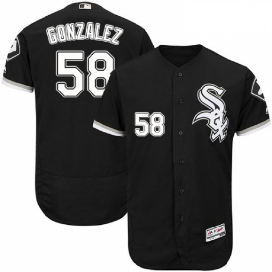 Mens Majestic Chicago White Sox 58 Miguel Gonzalez Black Alternate Flex Base Authentic Collection ML