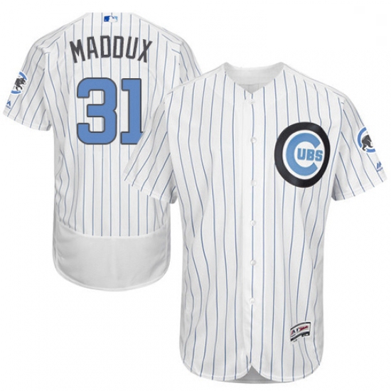 Mens Majestic Chicago Cubs 31 Greg Maddux Authentic White 2016 Fathers Day Fashion Flex Base MLB Jer