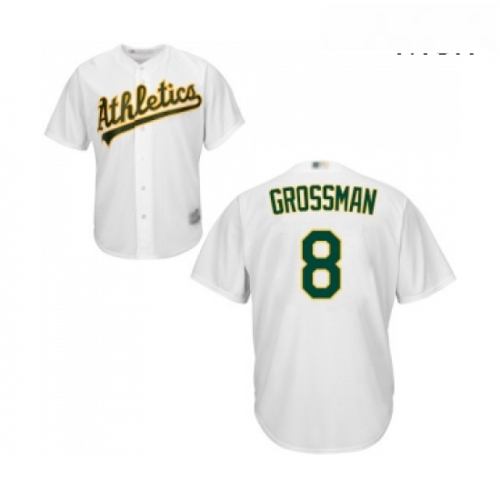 Mens Oakland Athletics 8 Robbie Grossman Replica White Home Cool Base Baseball Jerseyy